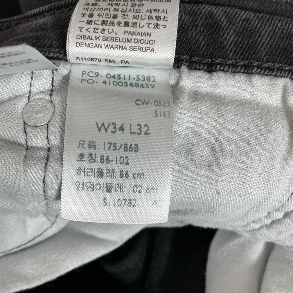 Levis 511 Mens Size W34 L32 Black Slim Fit Denim Jeans Original Riveted Label - Picture 6 of 10